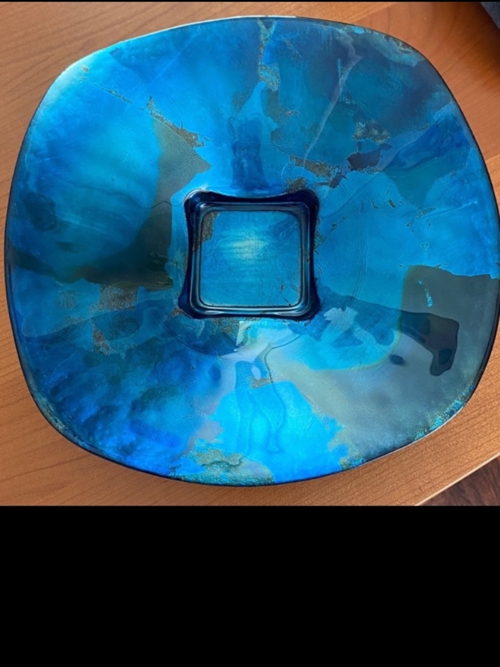 Blue Abstract Glass Decorative Plate made in Italy 🇮🇹